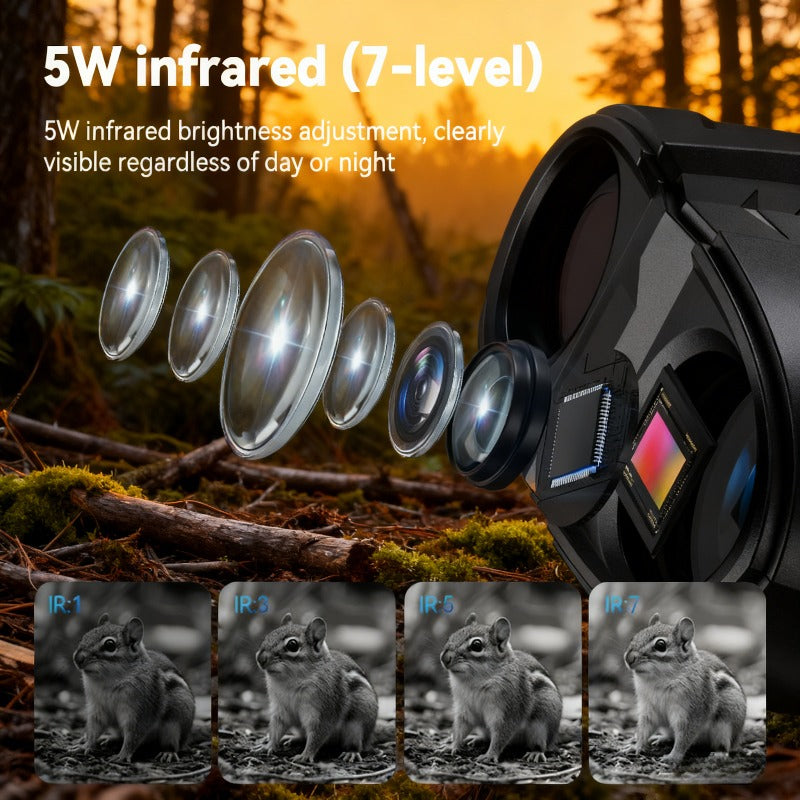 Night Vision Binoculars with 3" IPS Screen - 5W IR, 1080P HD Video, 10X Zoom, 800m Night Range, 7-Level Adjustable Infrared for Hunting Camping Security Surveillance Wildlife - Black