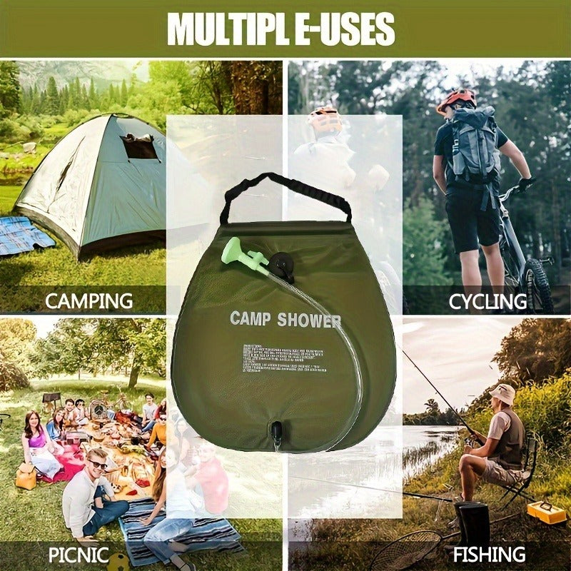 Portable Camping Shower Bag 5.28 Gallons | Solar Heated Outdoor Shower with Adjustable Hose | Lightweight Durable PVC | Perfect for Camping, Beach, RV, Backyard | 20L