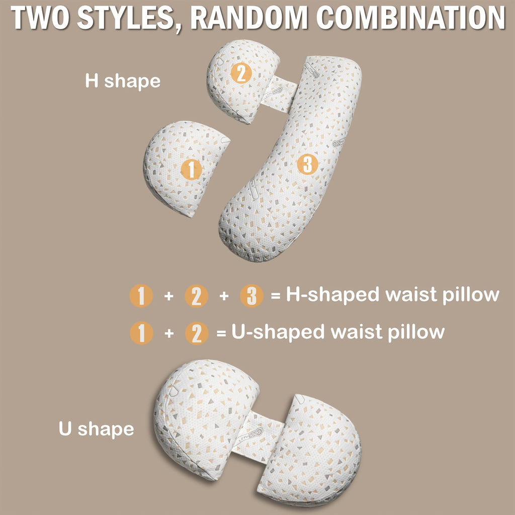 Interchangeable U-Shaped & H-Shaped Pregnancy Pillow, Side Sleeping Support for Waist Belly & Back, Maternity Body Pillow for Expecting Moms, Multiple Colors & Fill Options