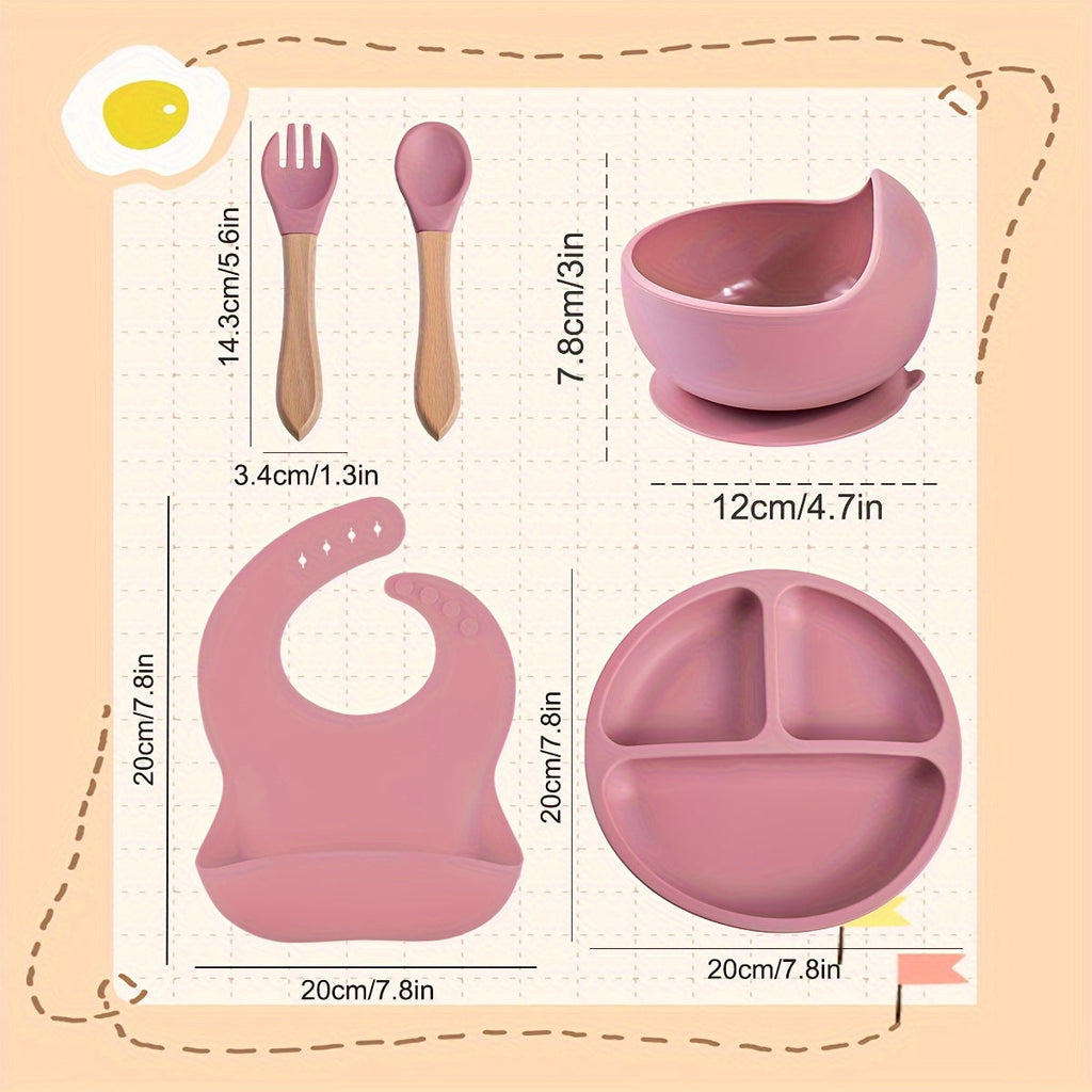 TYRY.HU Personalized Silicone Weaning Kit with Custom Name, Cartoon Baby Feeding Set with Plate for Toddlers & Babies, Easy to Clean, 4pc & 5pc Sets, Pink, Beige, Blue & Green, Ideal Baby Shower & Christmas Gift
