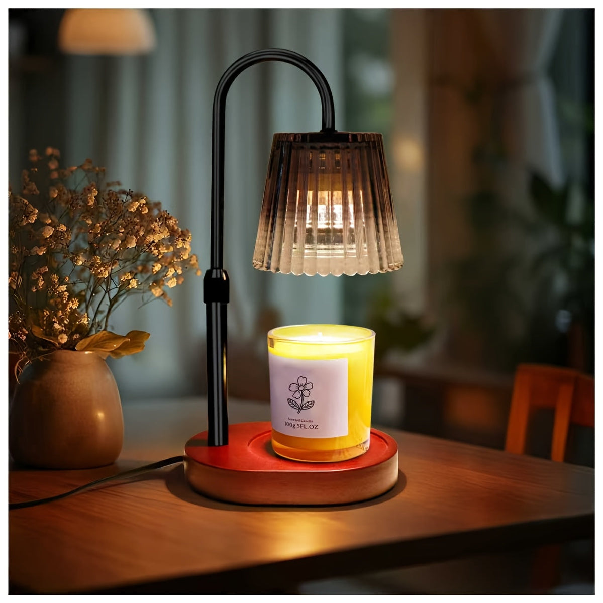 Dimmable Candle Warmer Lamp with Timer – Wax Melt Warmer for Jar Candles Home Decor Gift for Mom Women & Housewarming in Black (Bulb Not Included)