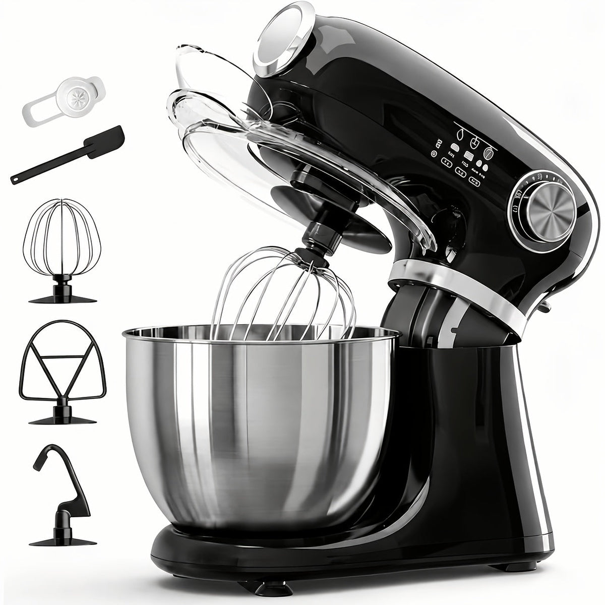 4-in-1 Stand Mixer 350W, 12-Speed with Pulse, 5.5Qt Stainless Steel Bowl, Dough Hook, Whisk & Mixing Paddle, Electric Kitchen Mixer for Cake Bread Dough Baking, Home & Professional Use