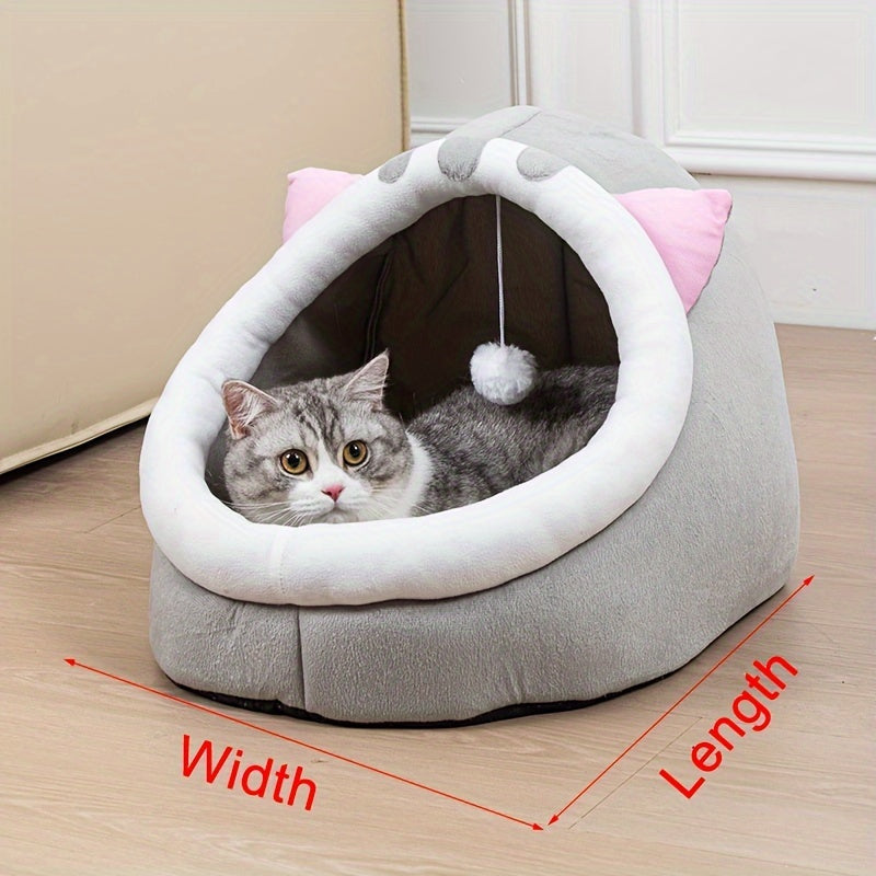 Soft Cat Bed with Breathable Mat - Cozy Kitten Sleeping Basket for Small, Medium, and Large Cats, All-Season Indoor Cat House