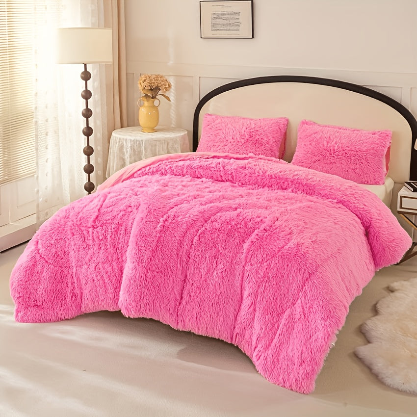 3-Piece Plush Duvet Cover Set - Cozy & Warm Bedding - Twin, Full, Queen & King - 14 Colors: Solid & Tie-Dye - Bedroom, Guest Room & Dormitory