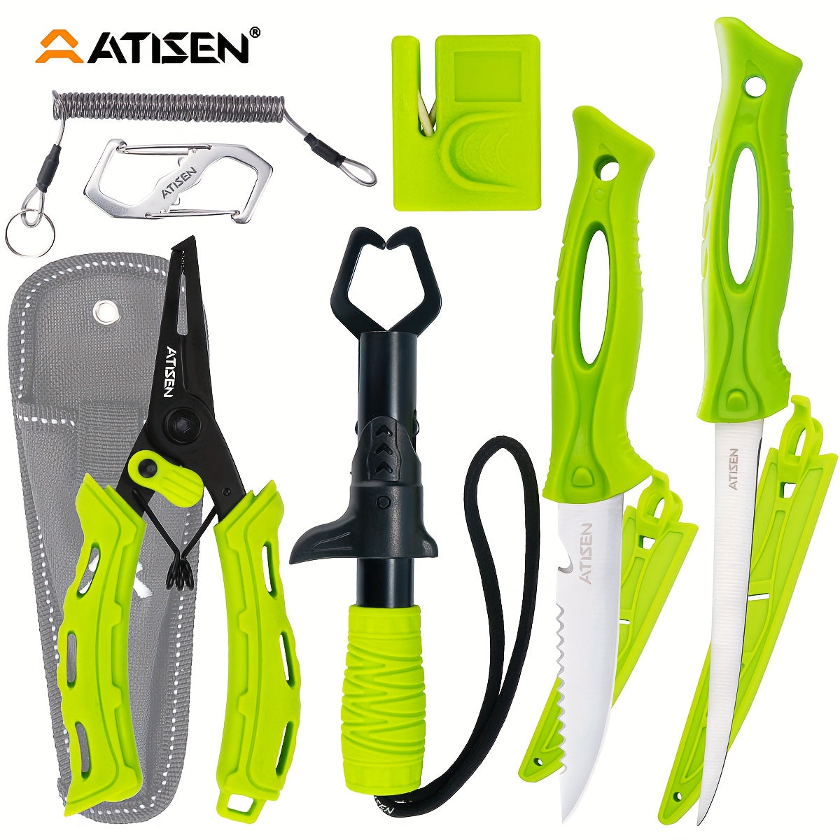 Professional Fishing Knife Set 10/16PCS Fillet & Boning Knife with Road Runner Pliers, Fish Lip Gripper, Knife Sharpener, Retractable S-Buckle Harness, Dishwasher Safe V-Grind Blade - Gift for Fishermen