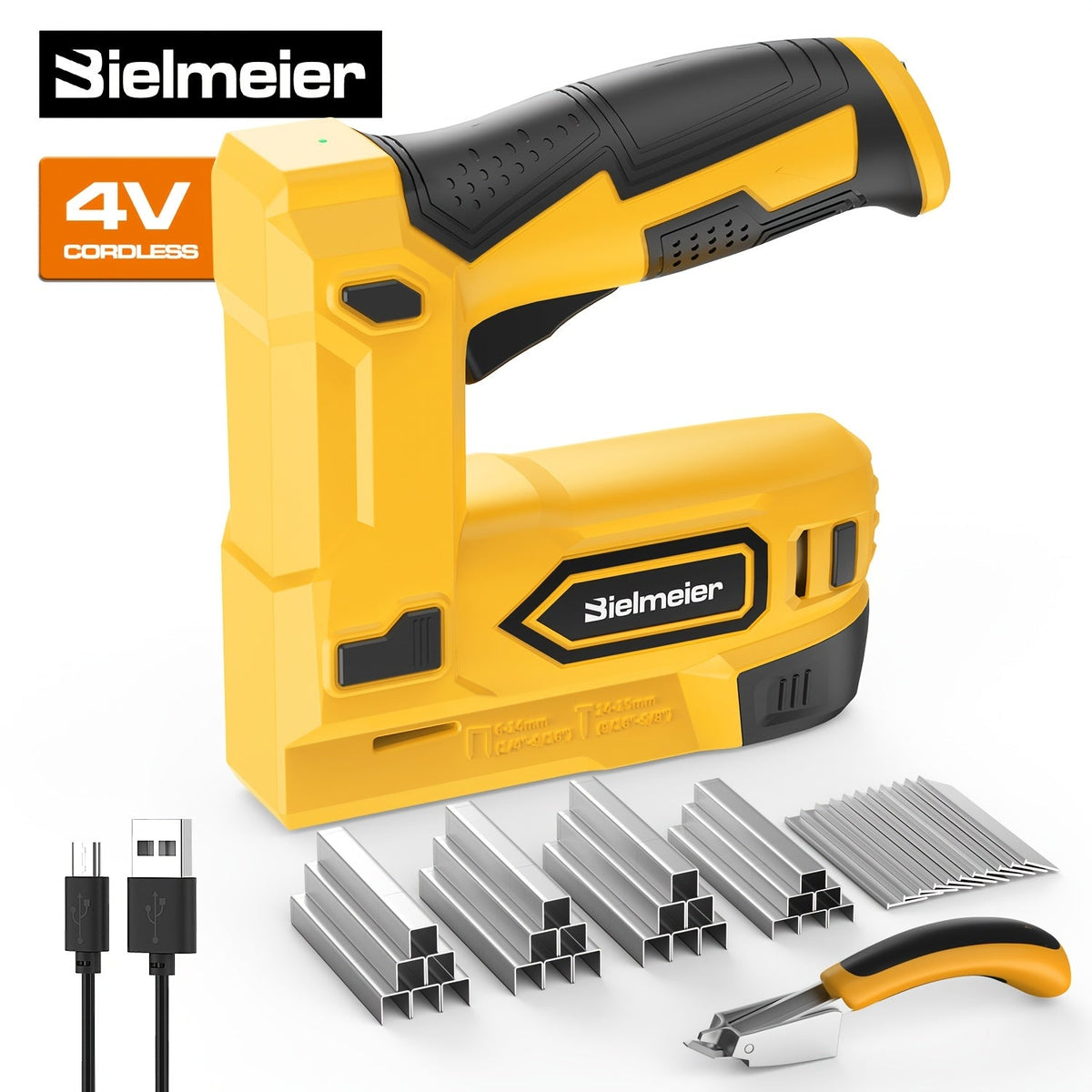 Bielmeier Cordless 2-in-1 Nail Gun & Staple Gun – 20V / 4V, No Compressor, LED Work Light, Safety Striker Guard, 1600–2000 Nail & Staple Capacity, for Carpentry & Upholstery – Nova Mart