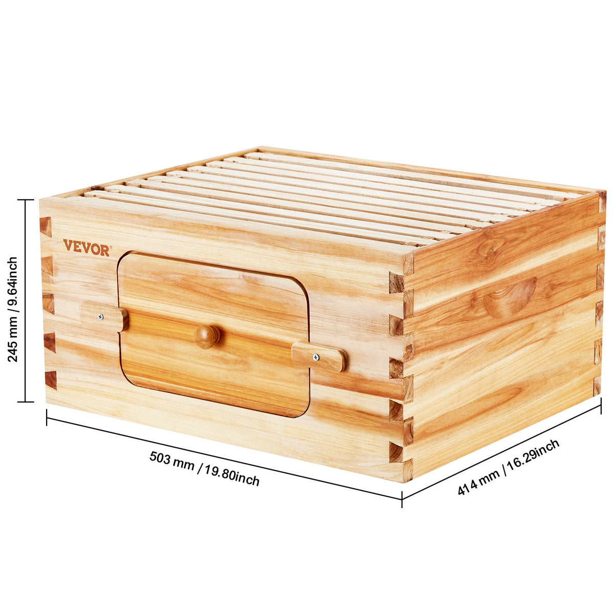 Langstroth Beehive Starter Kit, 0.74" Cedar Wood, 100% Beeswax Coated, 10 ABS Frames & Cedar Brood Frames, Acrylic Observation Windows, Dovetail Joinery, Ventilation Ports, for Beginner & Pro Beekeepers