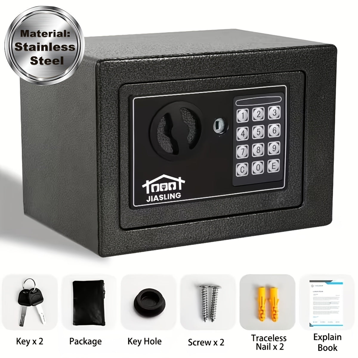 Fireproof Home Safe with Digital Keypad, Keys & Passcode Lock – Includes Fireproof Money Bag, Sensor Light & Adjustable Shelf for Home, Office, Business, Money & Valuables