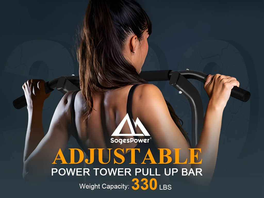 Power Tower Dip Station with Pull-Up Bar, 10 Adjustable Heights, 330 lbs Capacity, Full-Body Strength Training for Home Gym – Pink, Black, Red, Yellow, Blue, Orange, Green