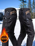 Men's Fleece-Lined Warm Tactical Cargo Pants - Windproof & Snowproof, Multi-Pocket, Micro-Stretch - Outdoor Hiking, Fishing & Casual - S–XXXL - Black, Fern Green, Grey & Khaki (No Belt)