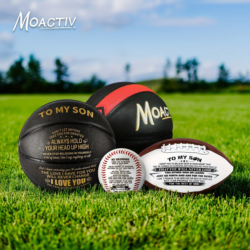 Engraved Basketball for Grandson & Son – Personalized Inspirational Size 7 Basketball with Pump, Motivational Gift for Birthday, Christmas, Anniversary, Blue Red Gold Black