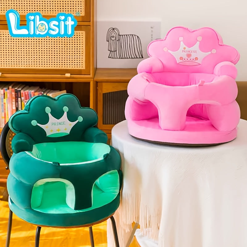 Baby Crown Floor Seat, Cute Sit-Me-Up Support Sofa Chair for Infants Learning to Sit, Baby Sitting Support Seat for Boys & Girls, 5 Colors Including Green Purple Grey Blue & Pink