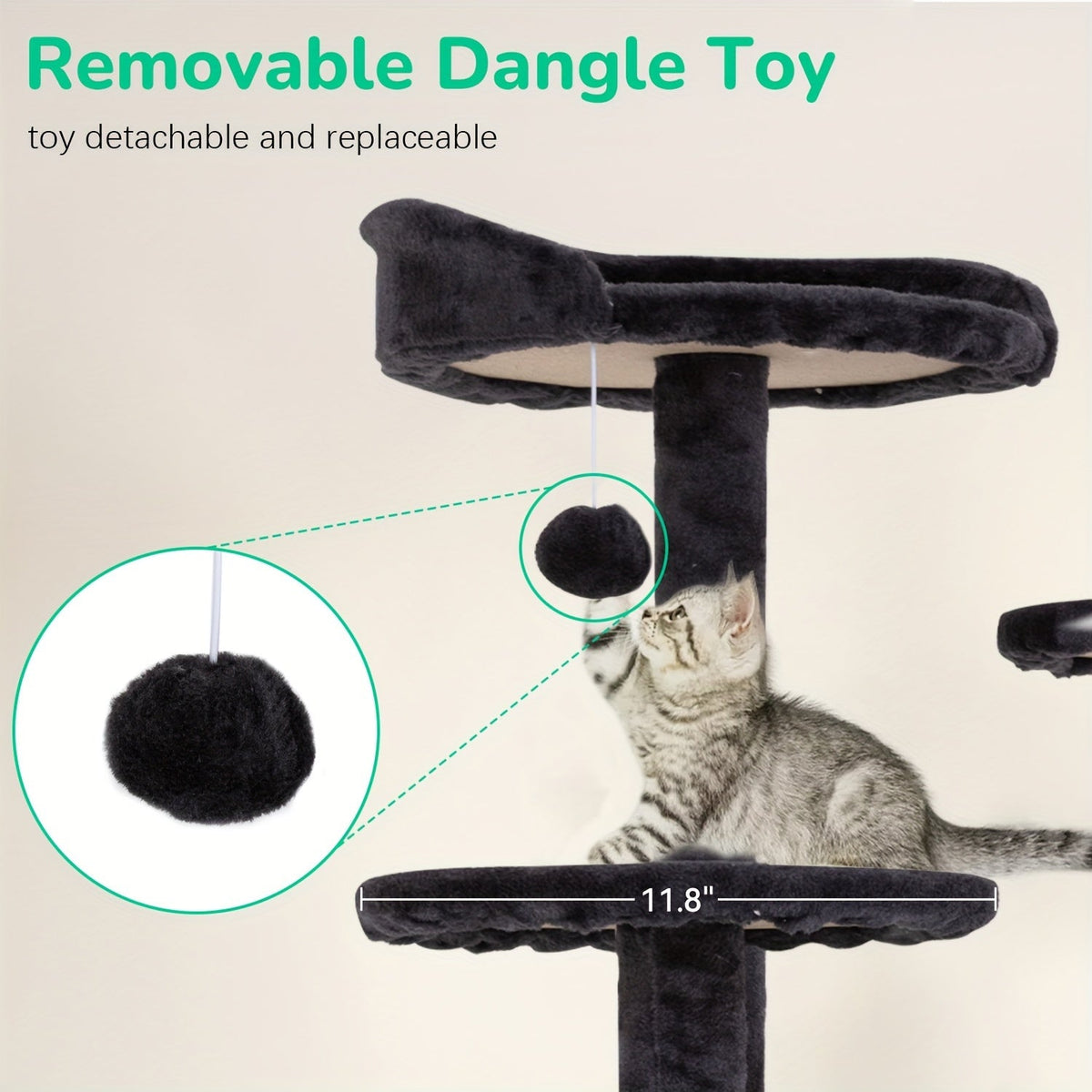 Multi-Level Cat Tree Tower with Scratching Post, Perches & Plush Apartments – Space-Saving Indoor Cat Climbing Frame & Activity Center, Heights 36–80 Inches, 6 Colors