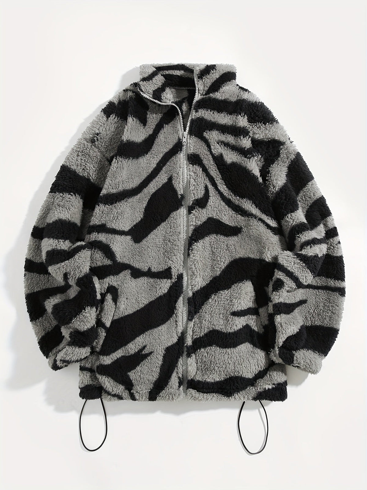 Ethnic Print Women's Microfleece Zip-Up Jacket Tribal Pattern Fall/Winter Coat with Zipper Closure High Elasticity Fleece Outerwear