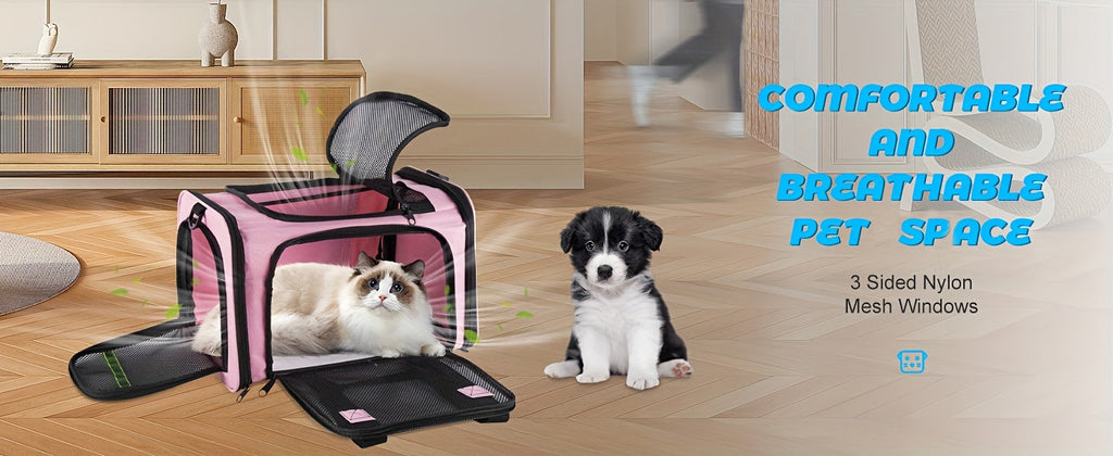 Airline Approved Soft-Sided Pet Carrier – TSA-Compliant Collapsible Travel Bag for Small Dogs, Cats & Kittens Under 15 lbs, Fits Under Airplane Seat