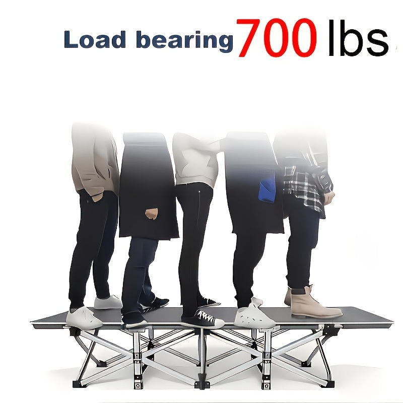 Portable Folding Bed & Camping Cot - 500, 600 & 700 lbs Capacity - Adult Guest Bed - Outdoor, Camping, Yard & Lunch Break - Black & Grey - With or Without Mattress