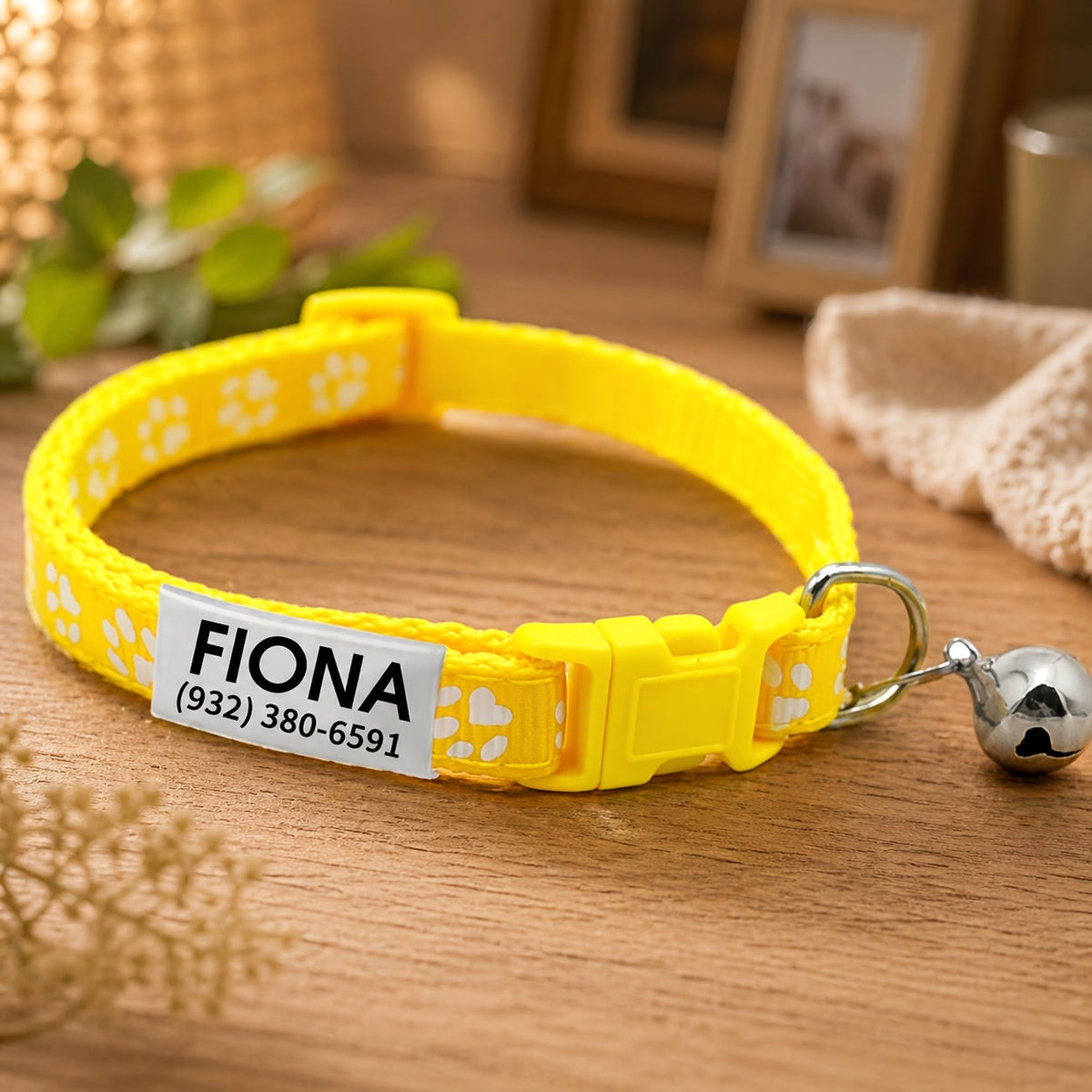 Personalized Adjustable Dog & Cat Collar with Paw Print Design - Colorful Customized Pet ID Tag Collar, Stylish and Safe Breakaway Collar for Small, Medium, and Large Pets, Christmas Gift