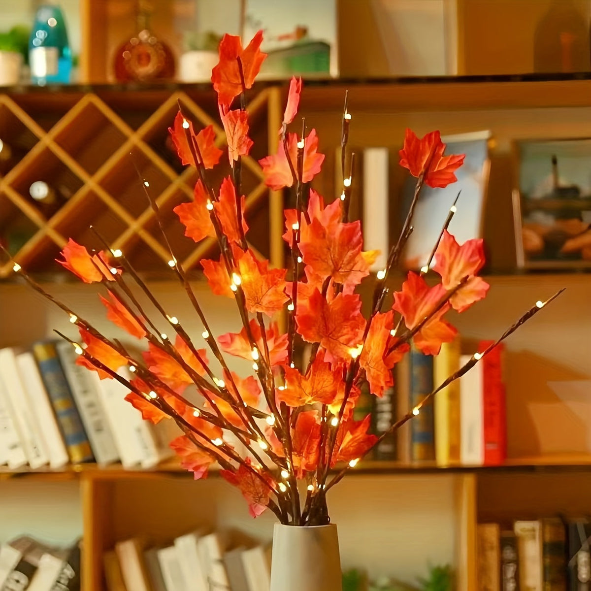2-Piece Tree Branch LED Lights - Battery Powered, 20 LEDs Each - Vase Artificial Branch Decorative Lamp - Romantic Bedside & Home Decor - Warm Light