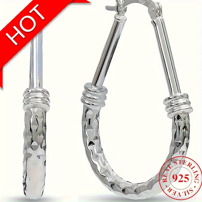 S925 Sterling Silver Hoop Earrings, Italian Classic Design, Elegant Luxury, Daily Wear, Engagement Wedding Gift for Wife/Girlfriend