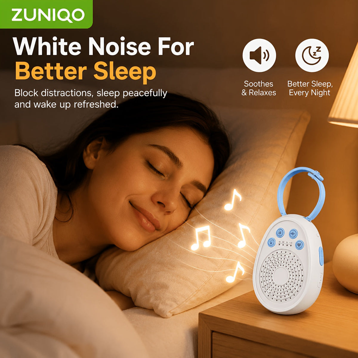 Baby White Noise Machine with 20 Soothing Sounds, Portable USB Rechargeable Sleep Aid with Timer & Memory Function for Newborns & Kids, Nursery, Travel & Stroller, White