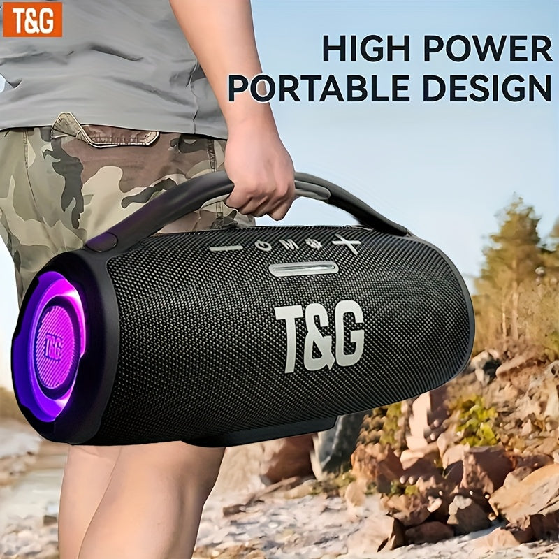 TG418 Wireless Bluetooth Speaker – 3000mAh LED Flash Lights EQ Settings TF Card USB AUX Compatible with Phone Tablet PC in Black Gray Camo