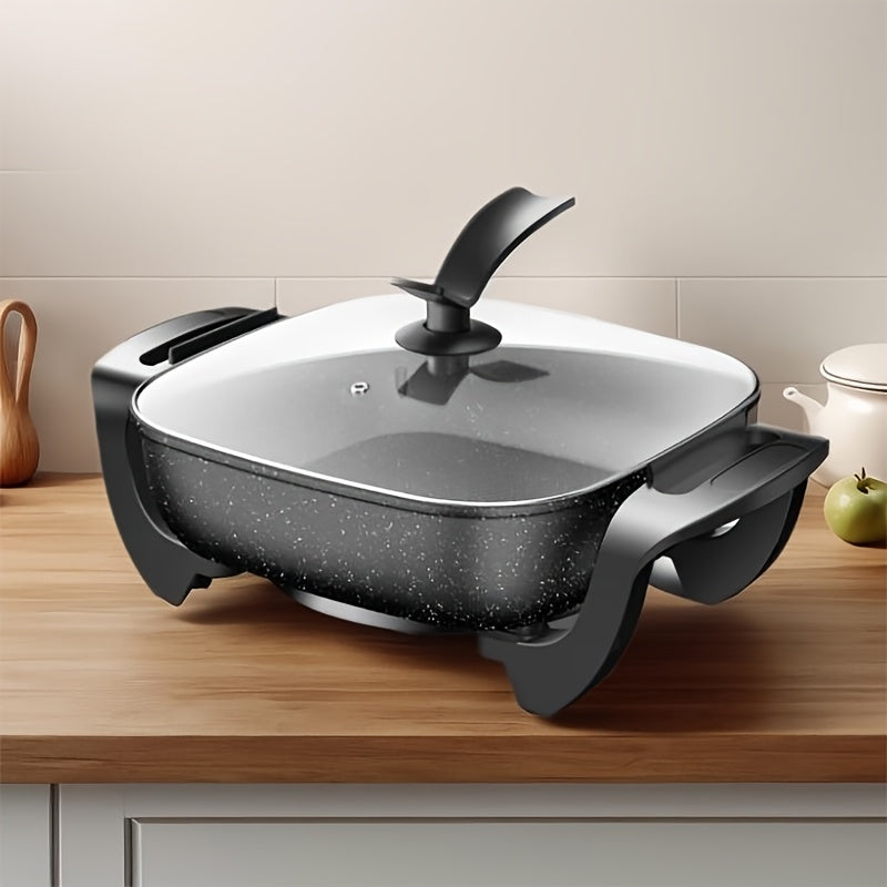12×12" Non-Stick Ceramic Electric Square Pot - 1500W, Aluminum, Glass Lid, Adjustable Temperature Controller - Frying, Baking, Steaming & Boiling - Easy Clean - Home Use