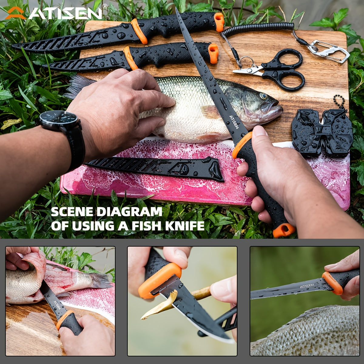 Professional Fishing Knife Set 10/16PCS Fillet & Boning Knife with Road Runner Pliers, Fish Lip Gripper, Knife Sharpener, Retractable S-Buckle Harness, Dishwasher Safe V-Grind Blade - Gift for Fishermen