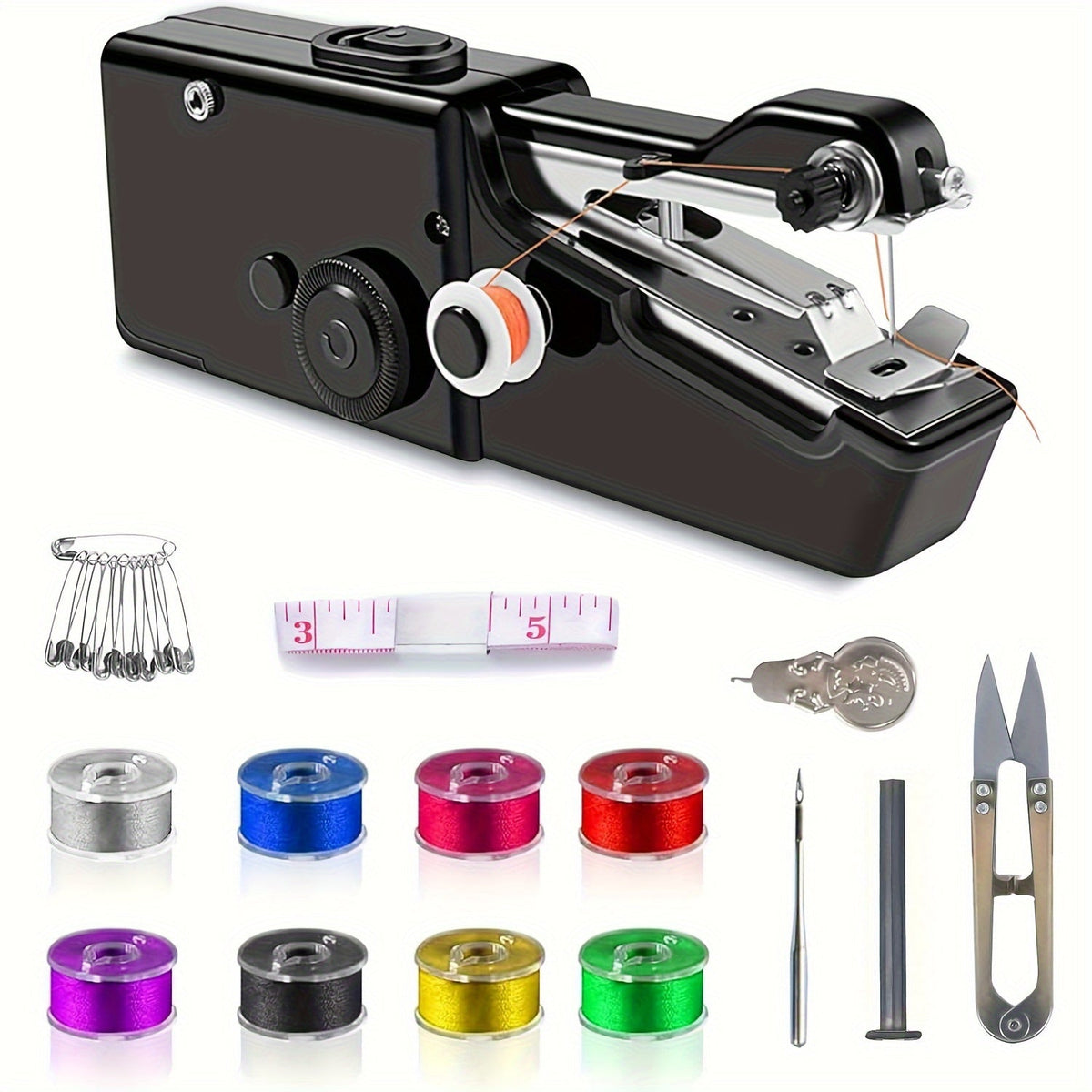Handheld Mini Sewing Machine 36-Piece Set, Cordless Portable Electric Sewing Kit for Beginners, Adults, Home, Travel, and Clothes Repair (Purple, Black, White, Pink)