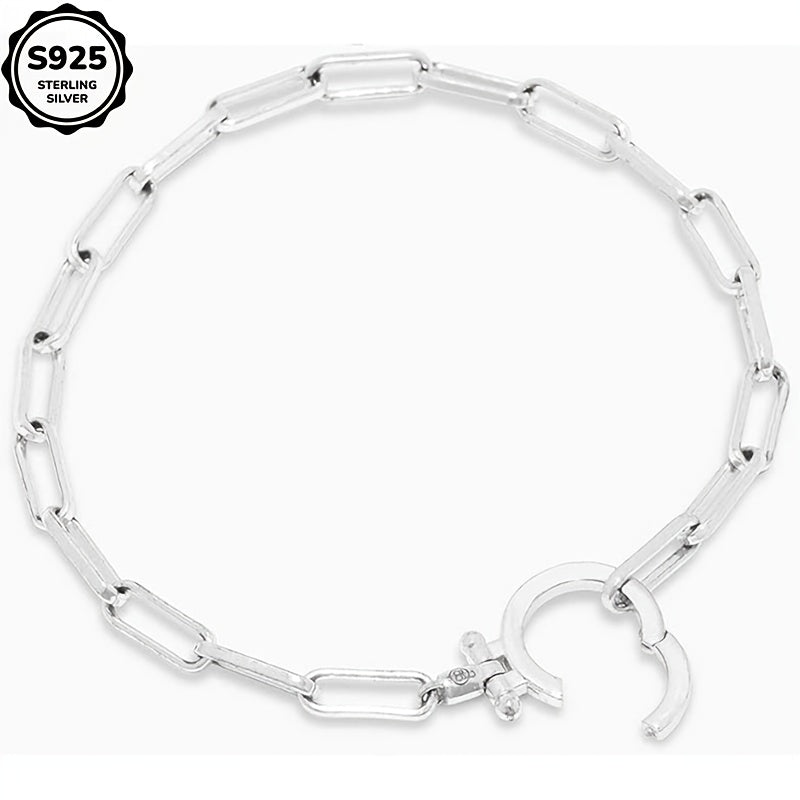 925 Sterling Silver Parker Link Bracelet for Women - Paperclip Chain Iconic Buckle Elegant Luxury Boho Bracelet Gift for Wife Mom Friend - Valentine's Day Christmas Birthday