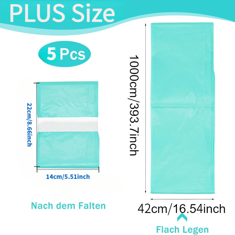 5-Pack Extra Thick Diaper Pail Refill Bags, Fully Compatible with Korbell 26L & 29L Plus Diaper Pail, 10 Meters Long x 42cm Wide, Turquoise 420