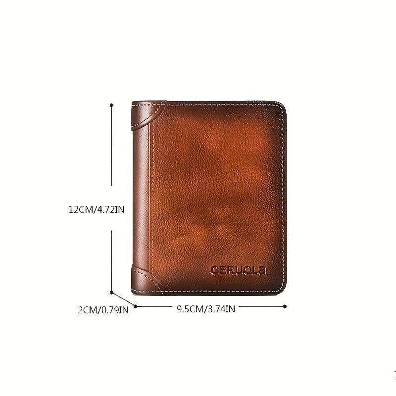Genuine Leather Slim Wallet - RFID Blocking Trifold & Bifold Styles - Top-Grain Cowhide, Large Capacity Card Holder - Unisex for Work & Business - Black, Yellow Brown, Coffee & Grey Blue
