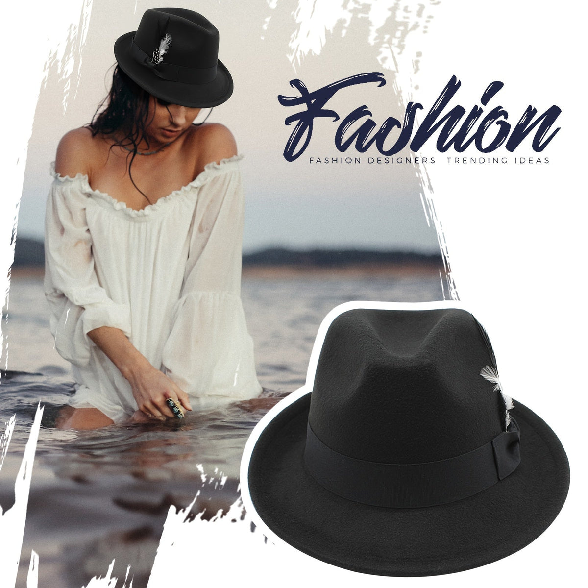 Short Brim Felt Fedora Hat for Men & Women – Classic Feather Panama Dress Hat in 7 Colors (Black, Brown, Navy, Red, Gray, Coffee), Unisex Jazz Cap for Formal, Casual, and Daily Wear