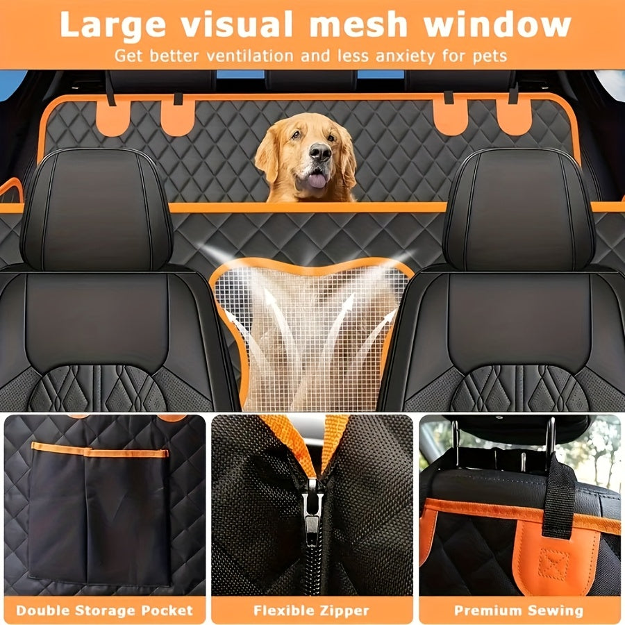 Heavy Duty Dog Car Seat Cover Waterproof Non-Slip Backseat Protector Scratch-Proof Spill-Proof Nylon Pet Seat Cover with Side Flaps for SUV, Sedan, and Truck, Easy Install, Machine Washable