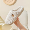 Cozy Bear Print Slip-On Slippers Soft Fabric Warm TPR Sole All-Season Indoor Home Slippers for Women White Dark Gray US 5.5-11