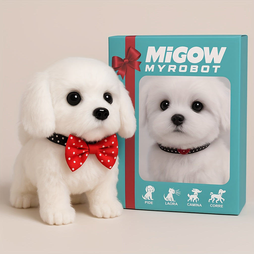 Interactive Robotic Plush White Labrador Puppy Toy: Walks, Barks, and Wags Tail, Realistic Electronic Pet Dog in Gift Box, Birthday or Christmas Holiday Gift for Boys and Girls Ages 3 and Up