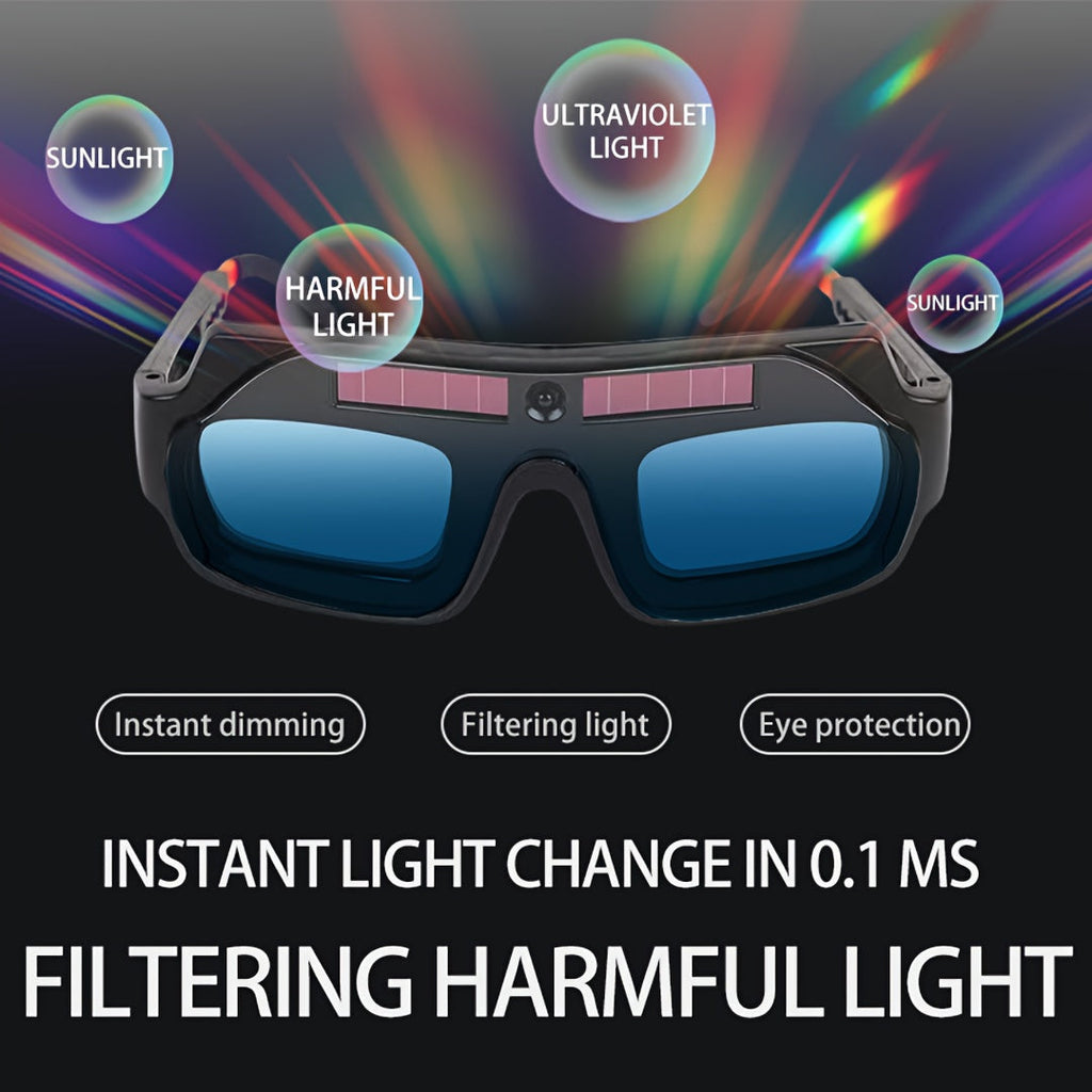 Auto-Darkening Welding Goggles, True Color Lens Anti-Glare Safety Welding Glasses for TIG MIG MMA Plasma, Lightweight Photochromic Welder Glasses with Flame-Retardant Frame & Elastic Headband