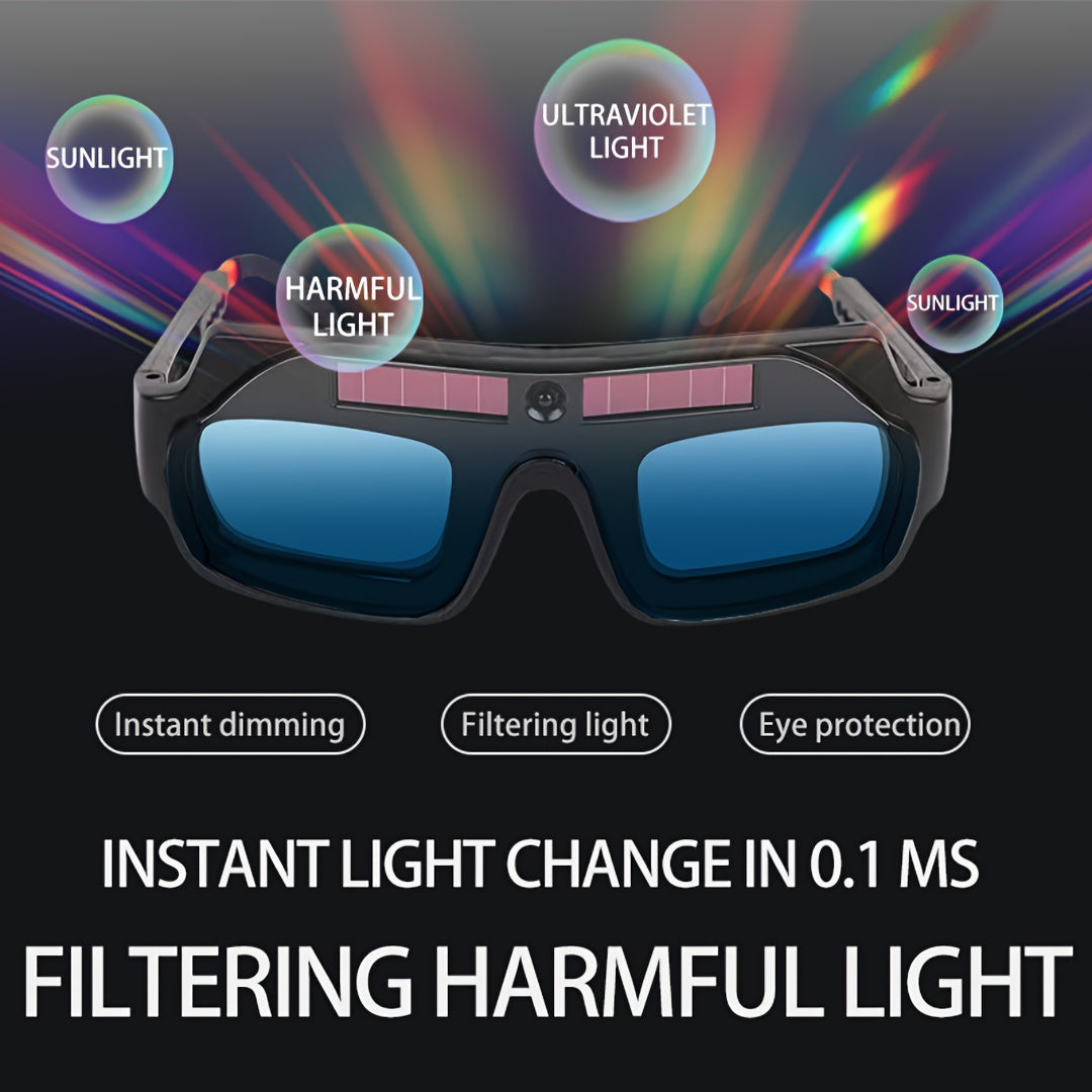 Auto-Darkening Welding Goggles, True Color Lens Anti-Glare Safety Welding Glasses for TIG MIG MMA Plasma, Lightweight Photochromic Welder Glasses with Flame-Retardant Frame & Elastic Headband