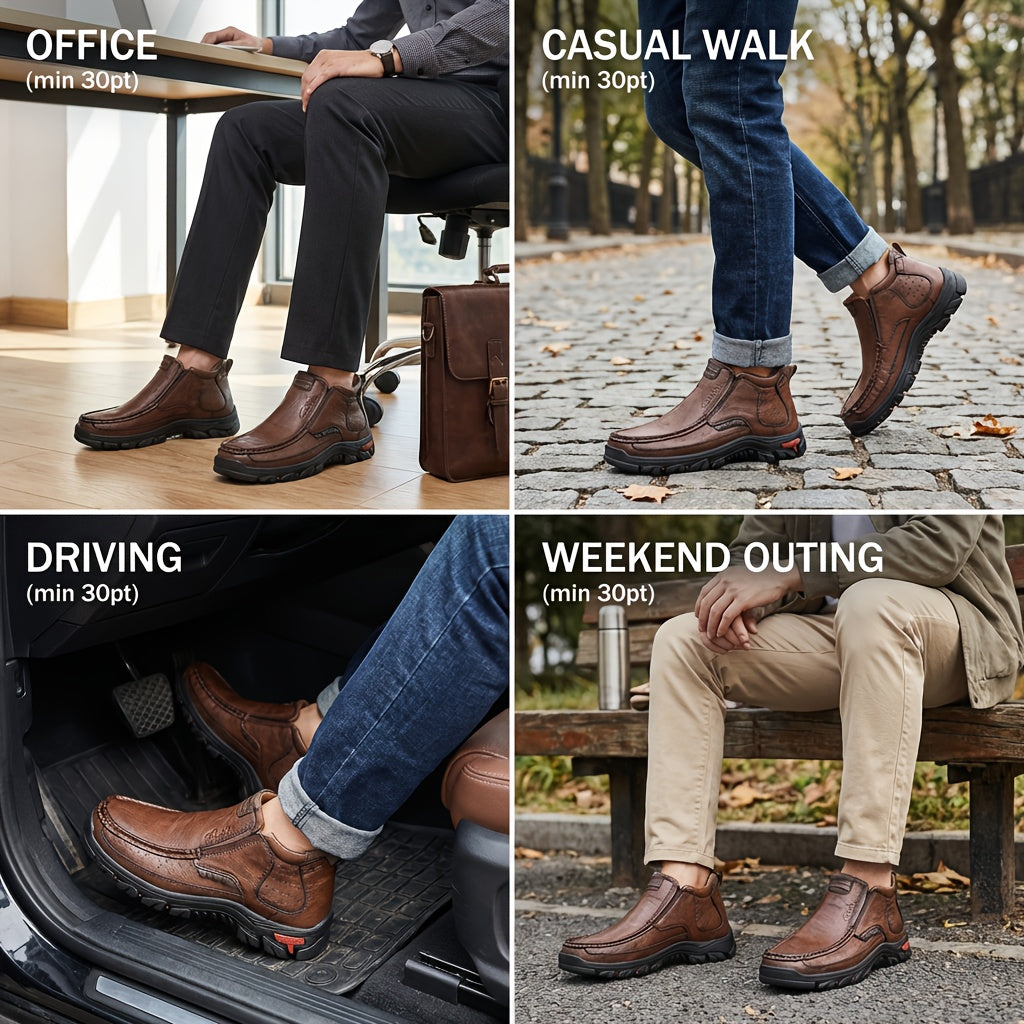 GREKS Men's Hand-Stitched Slip-On Ankle Boots, Casual Moccasin Chukka Loafers with Non-Slip Sole for Outdoor Hiking, Driving, and Daily Wear – Comfortable Lightweight Men's Shoes
