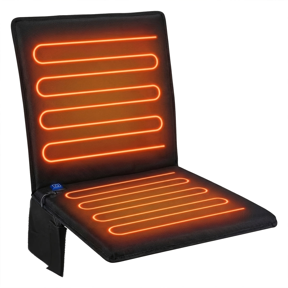 Portable Foldable USB Heated Seat Pad - 3 Adjustable Heat Modes - Stadium, Camping, Indoor & Outdoor - USB Powered - Black (Power Bank Not Included)