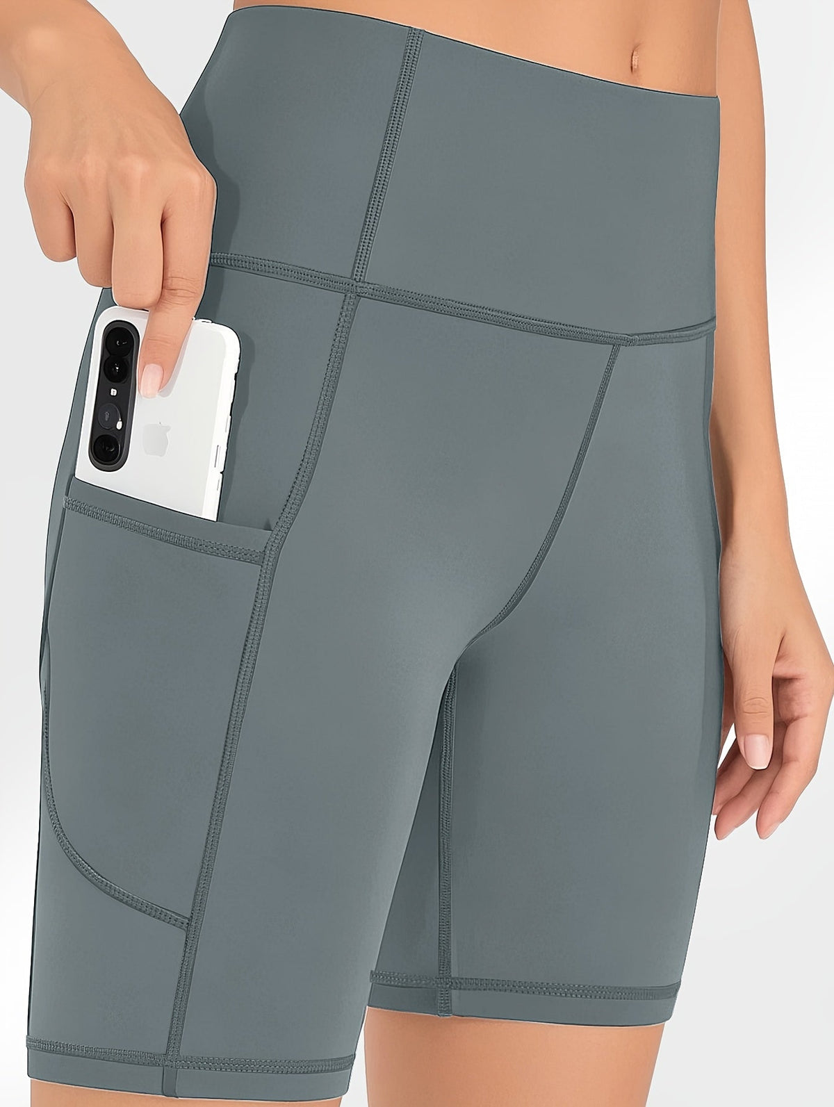 Women's High-Waist Yoga Shorts 5-Pack with Pockets, Sweat-Wicking, Elastic Waistband, Tummy Control, Workout/Running/Cycling Shorts for Women, Sizes M-XXL, Mixed Colors