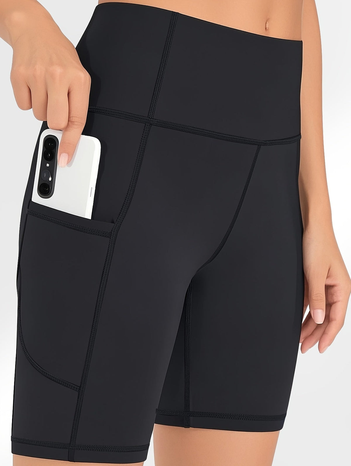 Women's High-Waist Yoga Shorts 5-Pack with Pockets, Sweat-Wicking, Elastic Waistband, Tummy Control, Workout/Running/Cycling Shorts for Women, Sizes M-XXL, Mixed Colors