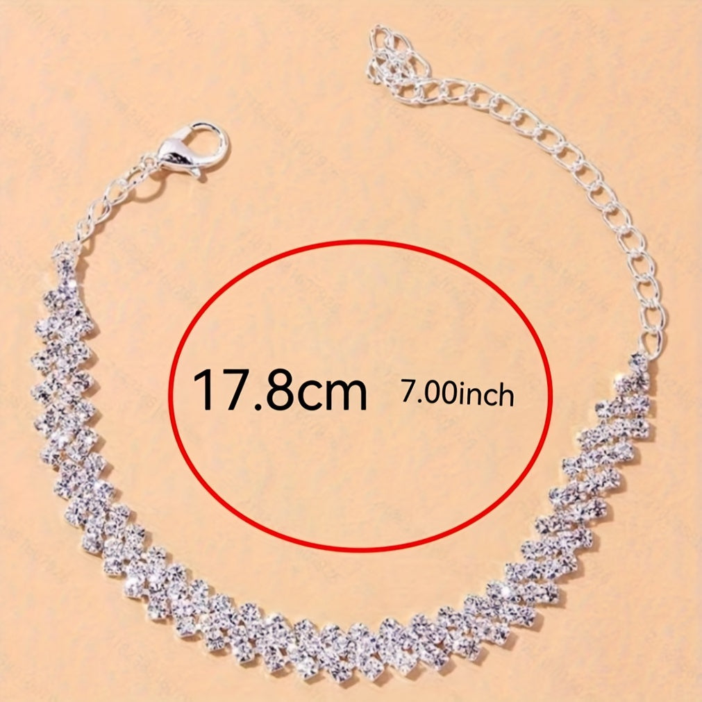 Women's Waterproof Stainless Steel Heart and Butterfly Tennis Anklet, Vintage Elegant Beach Foot Jewelry for Women and Girls, Summer Style