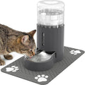 4L Gravity Cat Water Dispenser with Stainless Steel Bowl and Placemat - Automatic Large Capacity Pet Water Fountain for Cats and Small to Medium Dogs - Easy to Clean, BPA-Free, Safe Pet Hydration Station