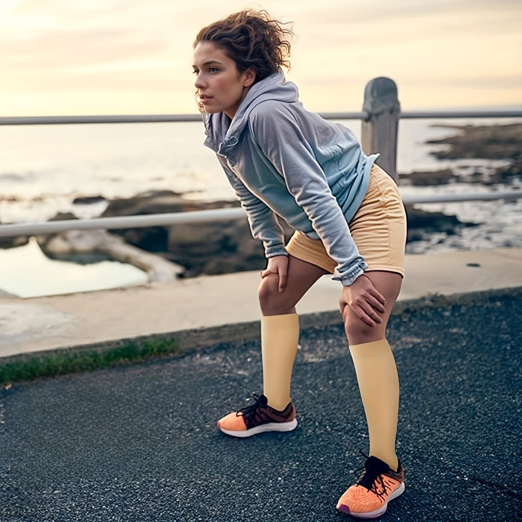 Copper Compression Socks 10 Pairs for Women & Men – Knee High Circulation Support Socks for Running, Cycling, Climbing, Athletic, and Daily Wear, S M L XL XXL, Black/Nude