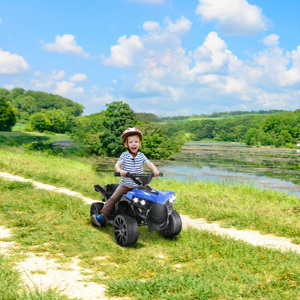 Kids Electric Quad ATV Ride-On Car with Headlights, Pedal Accelerator, All-Terrain Anti-Slip Tires, 55 lbs Capacity, 1.86 MPH Ride-On Toy for Boys and Girls Ages 3-6, Birthday/Christmas Gift, Blue/Black/Pink/Red