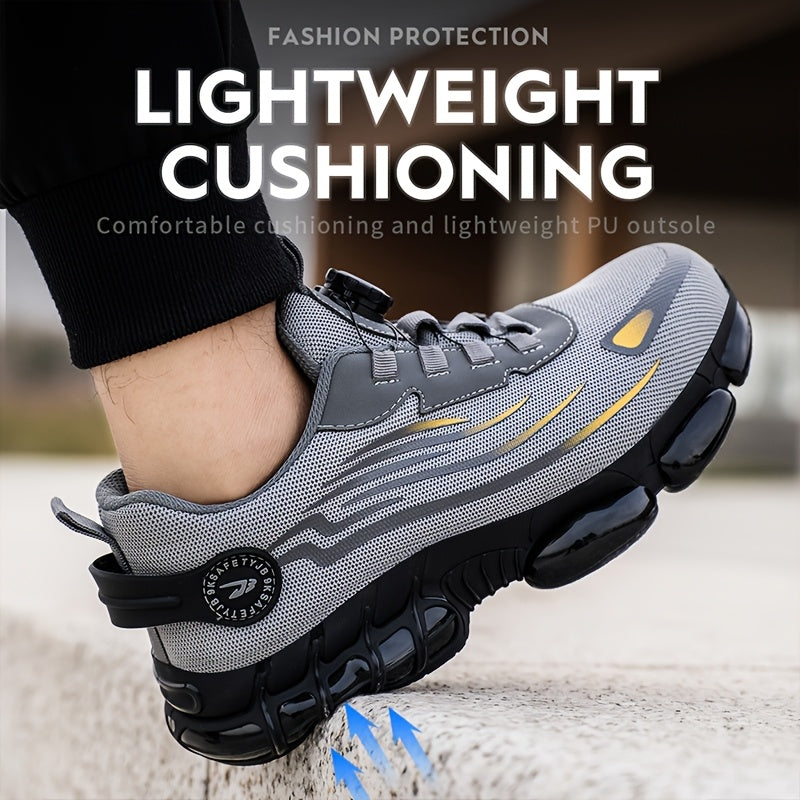 Men's Steel Toe Work Shoes Slip-Resistant Safety Boots Breathable Composite Toe Sneakers Abrasion-Resistant Construction Work Boots Black Dark Gray US 6-11