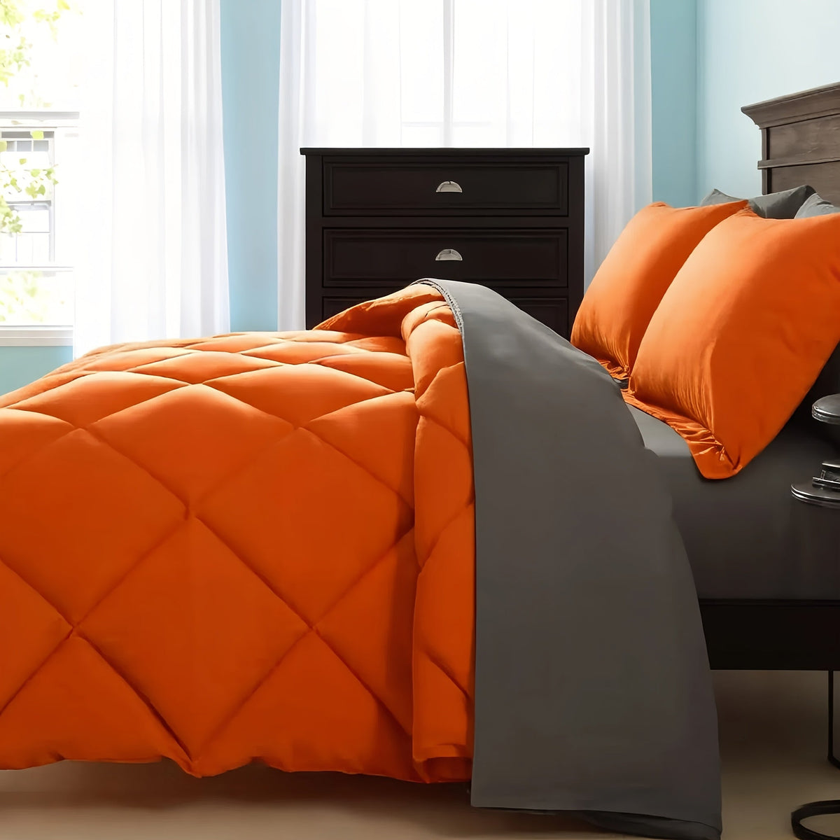7-Piece Comforter Set, Queen/King Size – Soft Microfiber Pinch Pleated Bed-in-a-Bag with Comforter, Fitted Sheet, Flat Sheet & 4 Pillowcases, All-Season Bedding Set for Home & Dorm