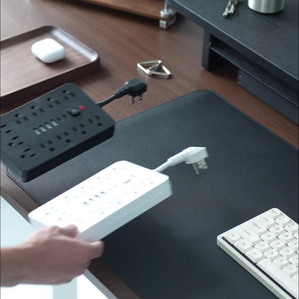 防雷防涌排插 11个AC插孔 | 4个USB-A & 2个USB-C端口，过载保护，短线/5英尺/10英尺延长线 – 家用、办公、桌面及校园多插口电源排插 – 白色 & 黑色