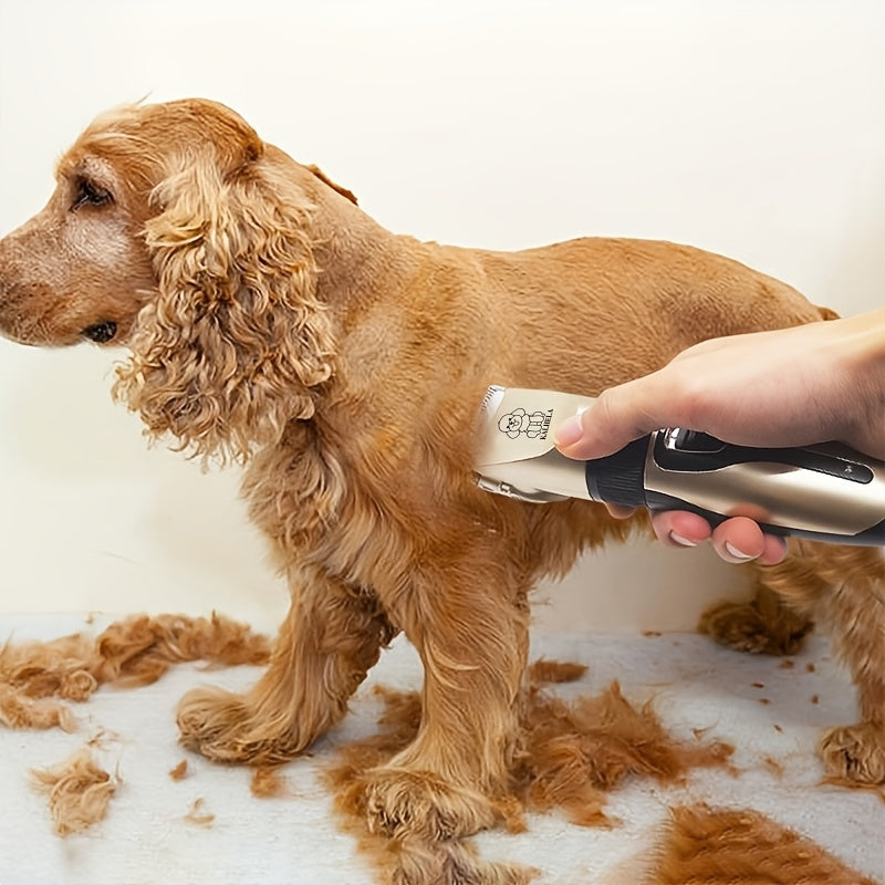 Rechargeable Cordless Pet Grooming Clippers with LED Display - Professional Wireless Dog Hair Trimmer, Detachable Blades, 4 Comb Guides, Low Noise, 3.6V USB Charging, for Dogs, Cats, and Small Animals