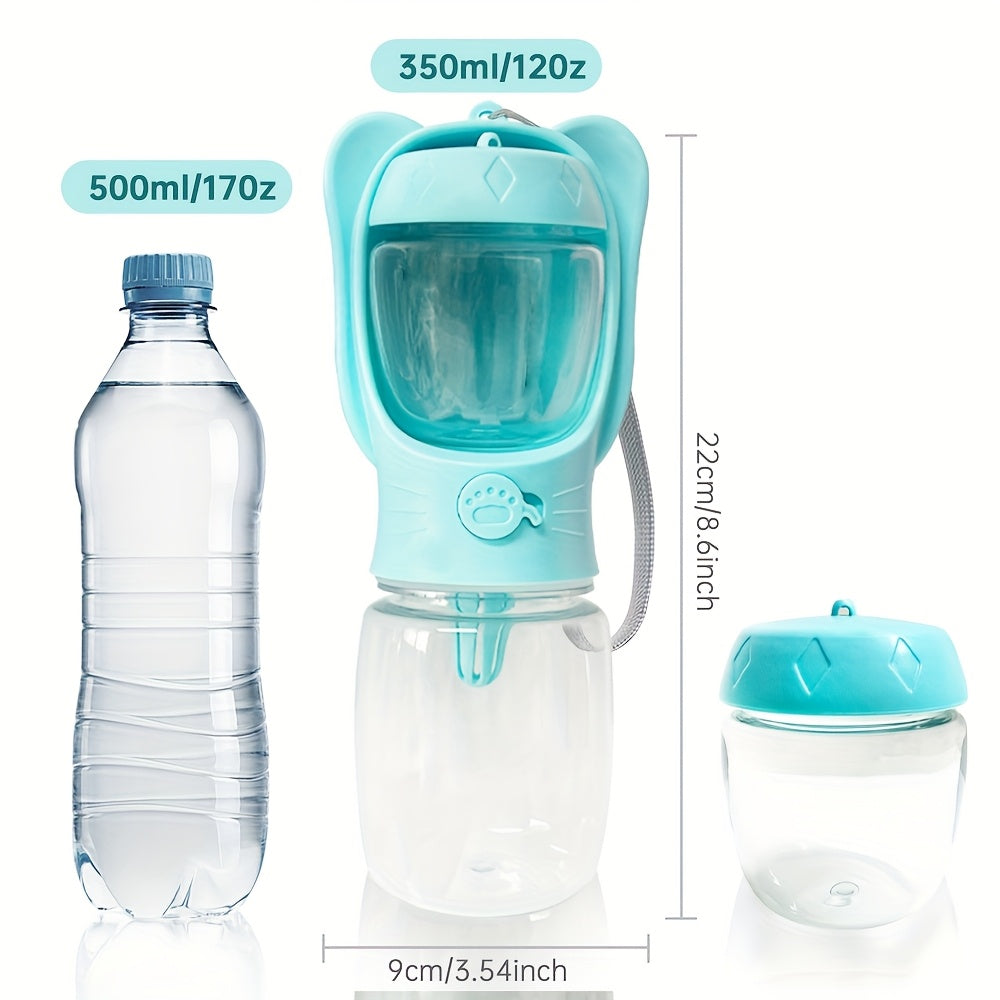 Portable Dog Water Bottle with Food Container - 2-in-1 Outdoor Pet Water Dispenser for Walking, Hiking, and Travel, Leak-Proof Puppy Water Bottle for Dogs & Cats